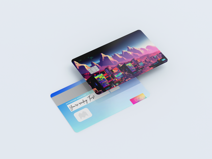 Cyberpunk Mountains Credit card covers, credit card skins